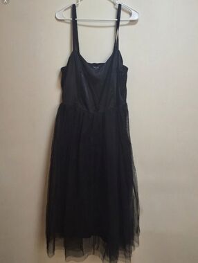 Cosmic Aura Black Tulle Corset Midi Dress Whimsigoth Lolita Prom Formal Size 1